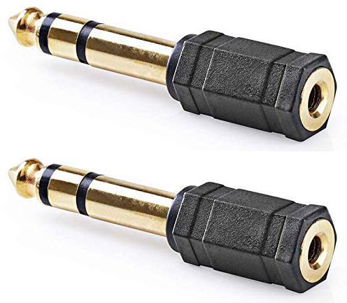KnnX 28146 | Stereo-Audio-Adapter | 6,35 mm Stecker auf 3,5 mm Buchse | Vergoldet | Packung mit 2 Stück