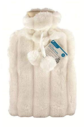 Garden Mile Fluffy hot Water Bottle 2l Fluffy Fleece Cover Hot Water Bottle, Washable Safe & Durable Heating Pad, Neck and Shoulder Pain Relief, Hand feet Warmer, Menstrual Cramps