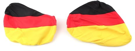 Fußball Fan Artikel Set Auto Spiegel Überzieher, Flagge schwarz rot gelb