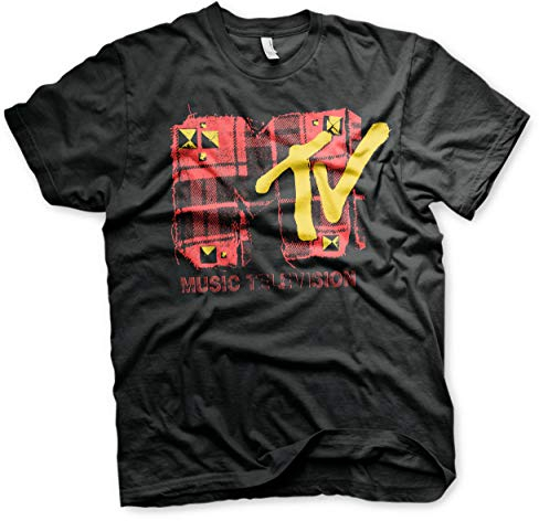 MTV Offizielles Lizenzprodukt Plaid Herren T-Shirt (Schwarz), Large