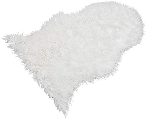 matches21 Flauschig weiches Kunstfell Dekofell hochwertiges Schaffell-Imitat gemütlicher Fellteppich Teppich langflorig Fellimitat 90x60 Farbe weiß
