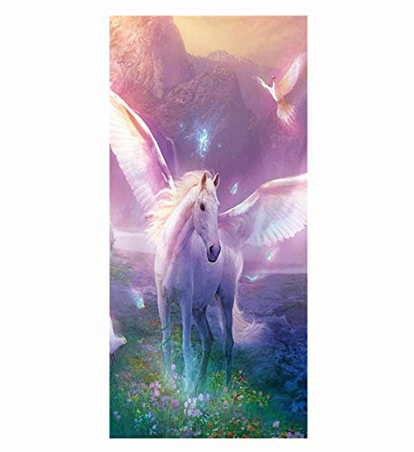 Große Strandtücher Badetuch Schnell Trocknend Wasseraufnahme Extra Microfiber XL XXL,3D Einhorn Weißes Pferd Motiv Handtuch Blau Rosa Kinder Mädchen Erwachsene Kuscheldecke (Rosa,150 x 200 cm)