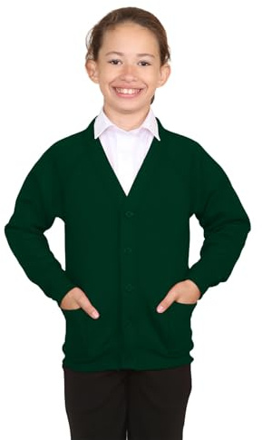 Hamishkane® V-Neck School Cardigans for Girls and Boys - Long Sleeve Cardigan for School Uniform, Casual Shirts 2-13 Years Bottle Green