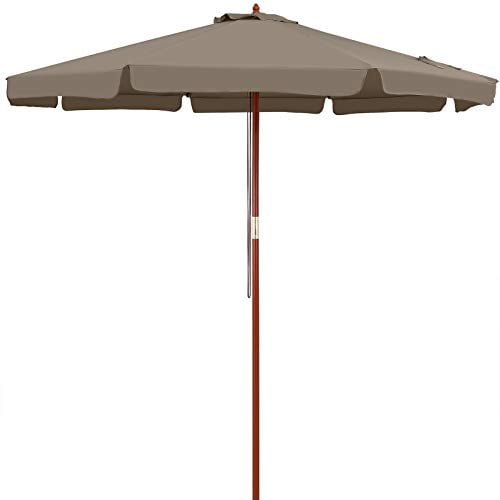 Kingsleeve Parasol de Jardin en Bois Ø 330 cm Taupe Pare-Soleil avec Protection UV50+ Protection Solaire extérieur