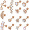 Milacolato 14PCS 16G Edelstahl Piercings Ohr Stecker Helix Knorpel Ohrstecker für Damen Männer CZ Blatt Blume Teardrop Opal Vorwärts Helix Tragus Daith Conch Piercing Schmuck