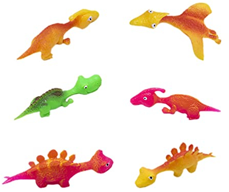 6Pcs Dinosaurier Schleuder Spielzeug Stretchy Finger Fliegen Dinosaurier Fliegen Kinder