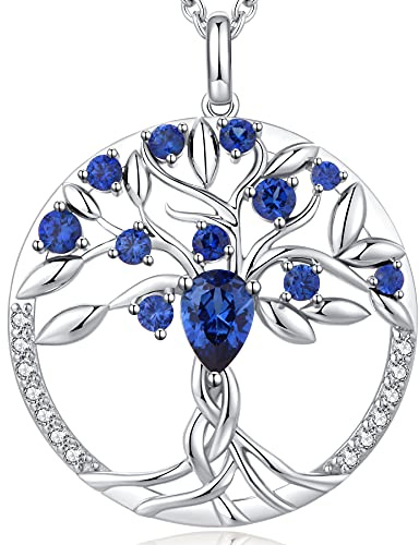 Jiahanzb Tree of Life Necklace for Women Pendant Necklace Cubic Zirconia Jewellery Birthday Wife Mum Jewellery