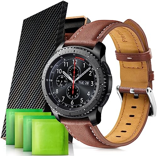 22 mm Armband für Samsung Galaxy Watch 46 mm, Ersatzarmband aus Leder für Samsung Galaxy Watch 3 45 mm, kompatibel mit Samsung Gear S3 Frontier/Classic