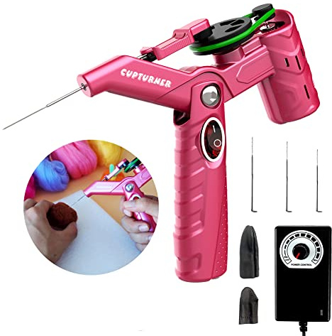 Electric Felting Needle Machine Kit with Speed Control - Quick Felting Tool for Wool Painting and Felted Animals, Pink