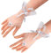 ihreesy Kurz Spitze Brauthandschuhe, Damen Fingerlose Spitzenhandschuhe Hochzeitshandschuhe mit Strass Mesh Braut Handschuhe Sommer Handgelenk Hochzeithandschuhe für Frauen Mädchen,Beige