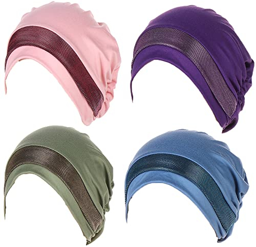 JDYaoYing 4 Stück muslimische innere Hijab-Kappen für Damen, unter dem Schal, Hijab, Haarabdeckung, Kopfbedeckung, Mütze, Chemo-Hut, 4 Stück 02, 49
