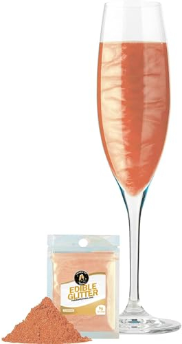 Twinkle my Drink® Rose Gold Deluxe Edible Glitter for Drinks & Cakes | For Valentines Day Decorations, Baby Shower, Celebration | Edible Cocktail Glitter | 5g 25 Servings