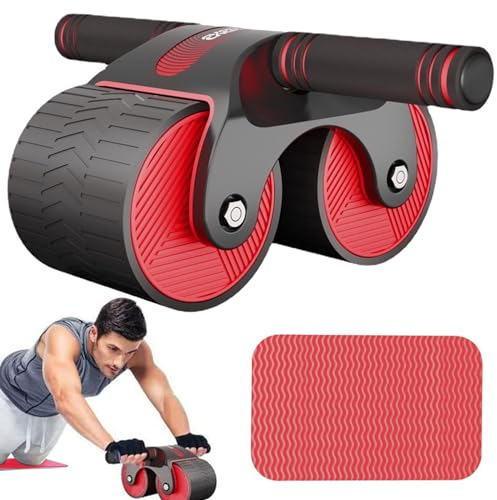 Bauchroller, Exercise Roller Wheels Bauchtrainer, Bauchmuskeltrainer, Ab Wheel Set Kraftraining, Mobiltelefonhalterung, Fitnessgeräte für Zuhause Sportgeräte Zuhause Trainingsgerät (Rot)