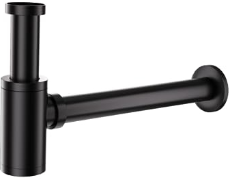 DETBOM Siphon Lavabo Universel,Bonde Standard Acier Inoxydable 1 1/4,Bonde d'évier,Joint Inclus,Résistant Aux Odeurs et Aux Insectes,Convient pour Salle Bain et Cuisine,Noir Mat