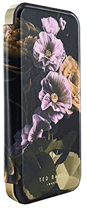 Ted Baker GLADIAS Black Paper Flowers Mirror Folio Phone Case for iPhone 12/12 Pro Gold Shell