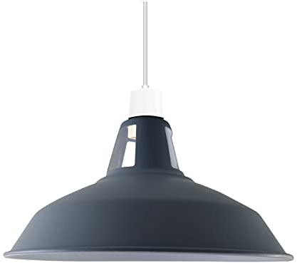Moderne Retro-Lampenschirme aus Metall, einfache Montage-Lampenschirme, für industrielle Hängeleuchten, Schlafzimmer, Küche, Badezimmer, antiker Lampenschirm (Grau)
