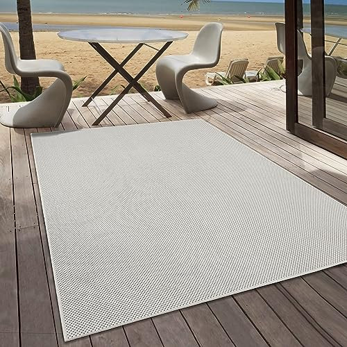 Mia's Teppiche Adela Tapis d'intérieur et d'extérieur à Tissage Plat - Résistant aux UV et aux intempéries - Crème - 110 x 60 cm (rectangulaire)