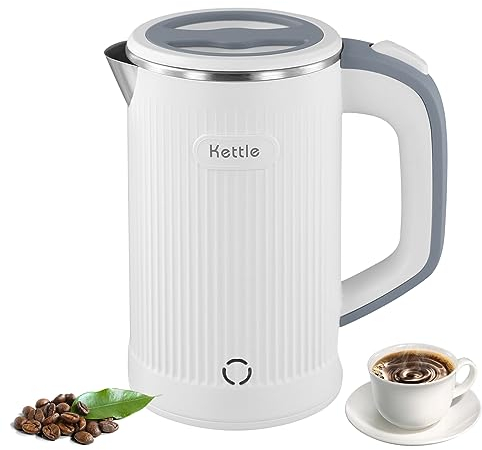 Jalann Travel Kettle Small, 0.8L Stainless Steel Electric Travel Kettle, Low Wattage Kettle, Portable Mini Camping Kettle, Fast Boiling, Compact Electric Travel Kettle Travel, Home, Office (White)