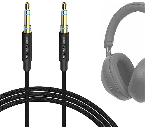 GEEKRIA Audio Cloth Braided Cable Compatible with Sony WH-1000XM6/1000XM5/1000XM4, WH-XB920N/XB910N, WH-CH720N, INZONE H5 Headphones, 3.5mm Replacement Stereo Cord (4 ft/1.2 m)