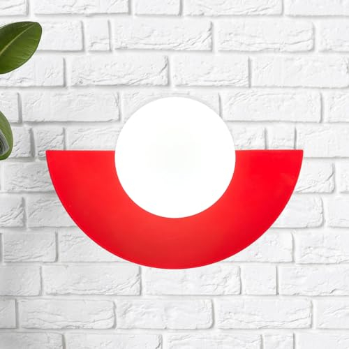 bamyum Champion Wandleuchte Innen aus Metall Rot, Wanddeko Wandlampe Badezimmer, Schlafzimmer, Deko Wohnzimmer Groß, Leuchter