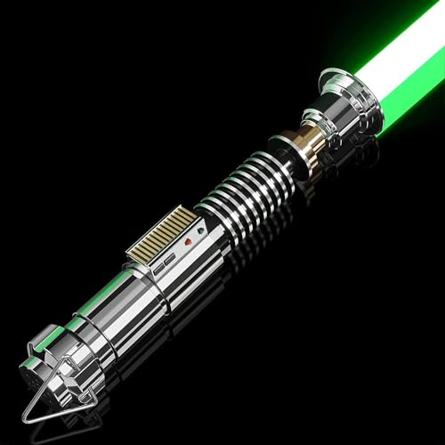 CUPCHID Sabre Laser,Sabre Laser de Duel, Sabre Laser à poignée en métal de qualité supérieure,17 Polices sonores avec Changement de Couleur RVB 15, Jouet Rechargeable avec balançoire de Mouvement