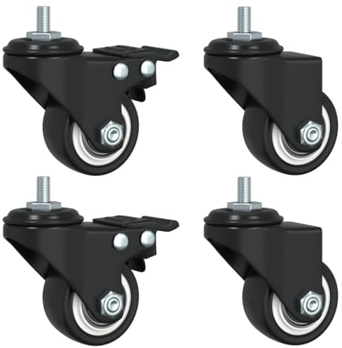 vidaXL Lenkrolle 4 Stk., Rollen für Pflanzgefäße, Räder 25 kg Tragfähigkeit pro Rad, Transportrollen Möbelrollen Laufrollen, Schwarz Eisen