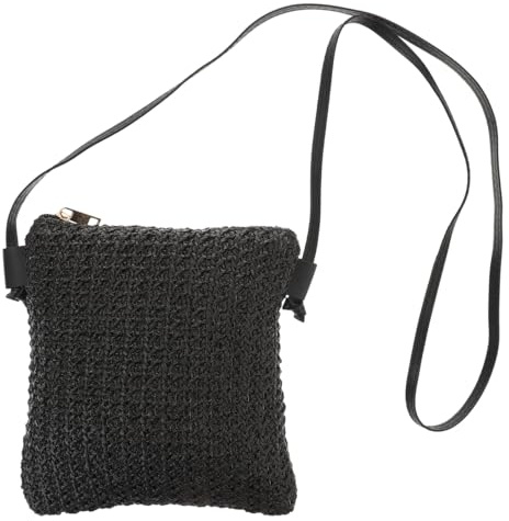 CALLARON Stroh Umhängetasche Damen Klein Mit Reißverschluss Sommer-Strandtasche Aus Bast 7.28X6.30X0.79 Zoll Für Alltag Urlaub Und Tagesausflug