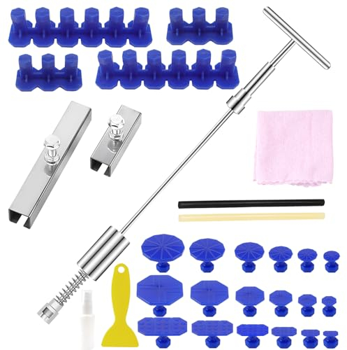 Jeinbuil Dellen Reparatur Ausbeulwerkzeug T Bar Puller Auto Reparatur Dellen Reparaturset Auto Paintless Dent Removal Kit für Fahrzeug Dellen Entfernen
