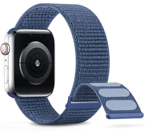 DigiHero Sport Nylon Straps Compatible with Apple Watch Straps 38mm 40mm 41mm 42mm 44mm 45mm, Adjustable Breathable Women Men Braided Strap Compatible for iWatch Series 9/8/7/6/5/4/3/SE Winter Blue S