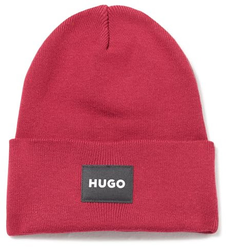 HUGO Herren Saretty Knit Cuffed Beanie-Mütze, Purpurrot, Einheitsgröße