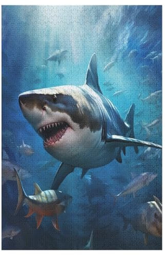 Puzzle Für Erwachsene, 1000 Teile, Hai, Holzpuzzle, Holzpuzzle, Geburtstagsgeschenke, Puzzle, Wanddekoration (78×53cm)