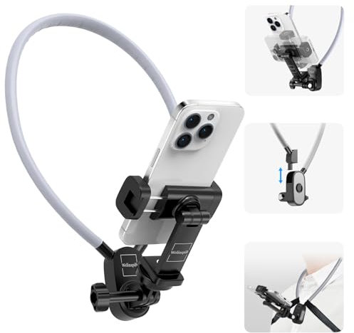 TerchPilet Neck Phone Holder - POV/Vlog Neck Mount for Phones - Hands Free! with Phone Clip, Anti-Shake Chest Strap for Recording Video Compatible with iPhone Android Phones