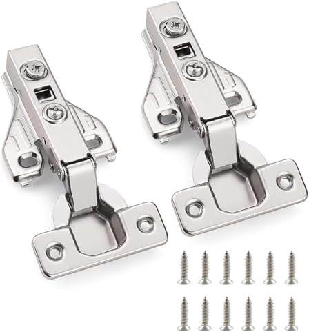 2 PCS Kitchen Units Door Hinges, 12 Screws, Kitchen Cabinet Door Hinge, Kitchen Cupboard Hinges, Full Overlay Mute Cabinet Hinges, Door Hinges, Soft Close Cupboard Wardrobe Doors Hinges