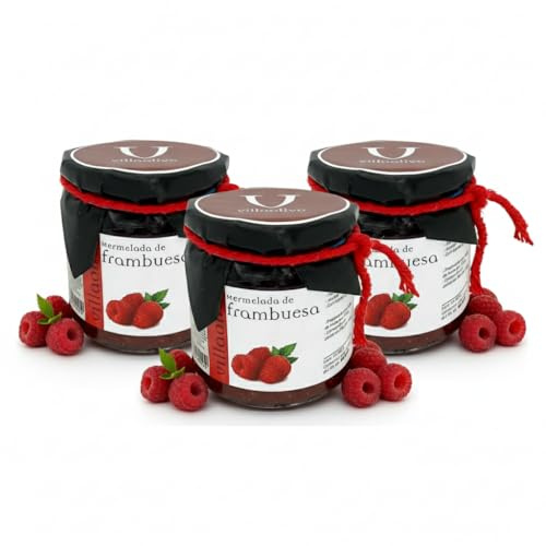 Villaolivo - Mermelada De Frambuesa 210g | Mermelada de Frambuesa Gourmet | 100% Natural | (3 unidades)
