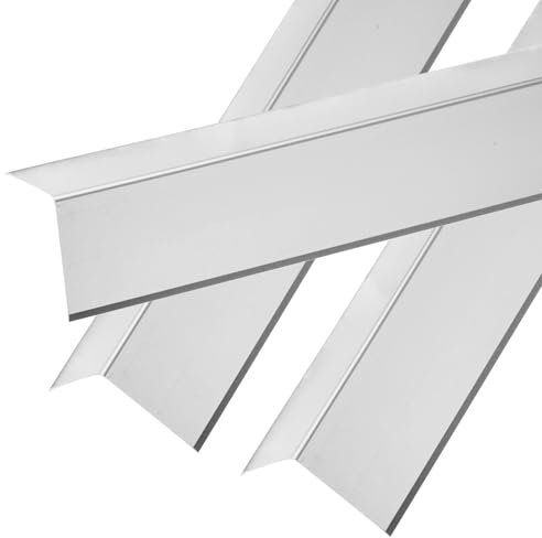 sourcing map 3 Pcs Aluminum Wall Corner Protectors L Molding Corner Guards Inside and Outside Wall Edge Trim for Walls Doors Window Cabinets Fireplaces Marble Tile Edge, Silver