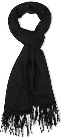 Schwarz Winterschal Damen, Langer Fransen Scarf - Warm für Damen, Herren, Abendkleid, Büro, Hochzeit, Reisen (70x200cm)