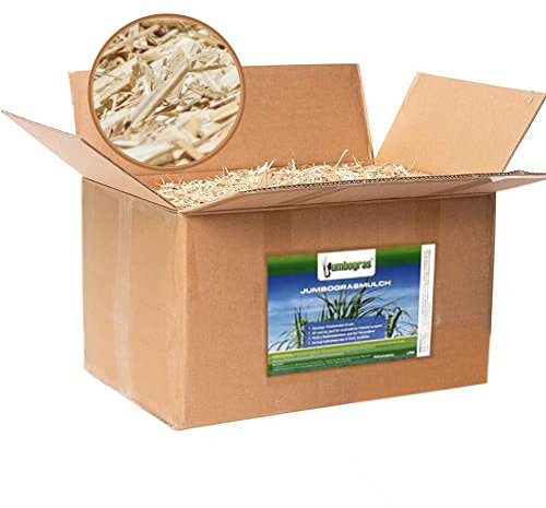 Jumbogras® Rindenmulch-Alternative: Garten-Mulch aus Miscanthus/Chinagras/Elefantengras-Häcksel für Pflegeleichte Gärten/Gartengestaltung/Gartenpflege (2 x 170 lt-Karton)