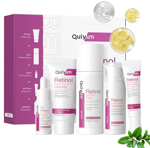 QUIYUM Retinol Skin Care Set 5 pezzi per la cura del viso, idratante Face Care for Women, for Women Men Teenagers
