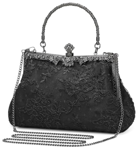 UBORSE 1920er Jahre Vintage Geldbörse Stickerei Spitze Floral Clutch Geldbörse für Frauen formelle Abendtasche Handtasche Hochzeit Tasche