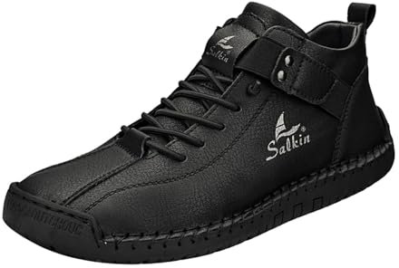 Stivali Uomo Scarpe Antinfortunistiche Maschili In Pelle Scarpe Antinfortunistiche Maschili Scarpe Da Lavoro In Pelle Con Punta In Ferro Uomo Stivali Con Tacco Texani Sneakers Platform Uomo (Nero, 47)