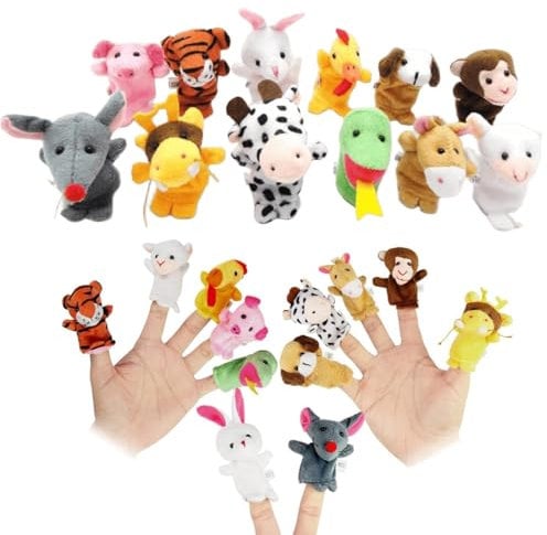 ZEPIQOR 12 Pièces Marionnette à Doigt Marionnettes à Doigts Set Mignon Peluche Poupée Bébé Doigt Poupée Jouets de marionnette à Main en Velours Bambins Éducatif Pâques Fête Fournitures（animal）