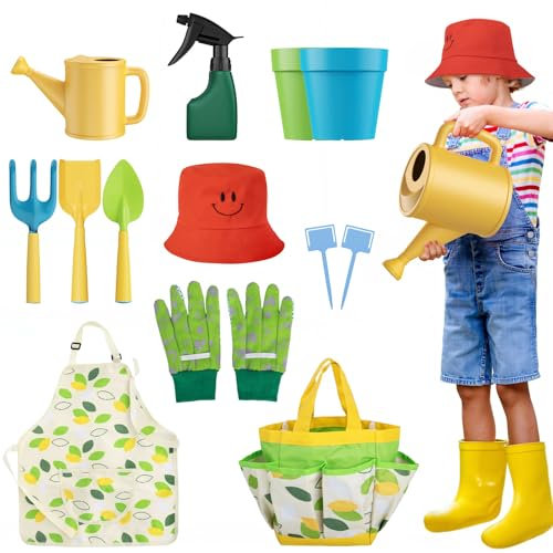 Set di Attrezzi da Giardinaggio 13 Pezzi Set da Giardino per Bambini Attrezzi da Giardino Multifunzionali Set Giardinaggio Regali da Giardino per Donna Uomo