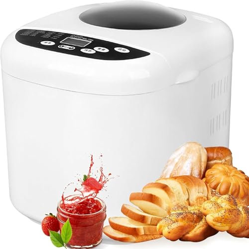 LHQYA Automatic Bread Machine, Digital Bread Maker with Timer Function, Maximum Capacity: 1200 Grams/suitable for 4-5 People/temperature Control: 37 ℃/automatic Power-off, for Home Kitchens