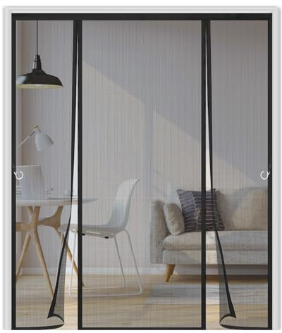 Zanzariera Magnetica per Porta,Doppia Apertura Laterale Tenda Zanzariera Porta,Si Chiude da Sola,per Porte da Balcone, Terrazze, camera da letto,150x250cm,Nero
