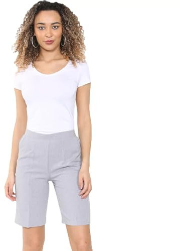 Ladies Shorts – Women's Half Elasticated Waist Lightweight Capri Shorts with 2 Pockets, Stretch Joggers for Summer, Gym, Beach & Holiday Wear – Comfortable & Stylish (Light Grey 18)