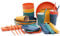 EazyBreezy 40 Pcs Unbreakable Dinnerware Set Plastic Tableware Sets Lightweight Camping Serving Plate and Bowl for 4 People - Colorful Plates, Bowls, Cups, Straws, Cutlery Set for Picnic Party BBQ
