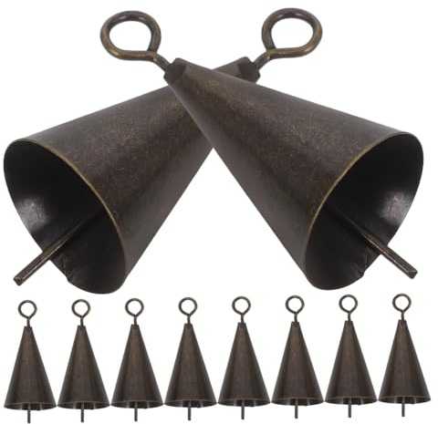 EXAOMBLE 10stücke Vintage Glocken Rustikal Handgemacht Kuh Weihnachten Dekoration Wand Windspiele Antik Metall Ornament Schellen Outdoor Tür Knopf Schmuck