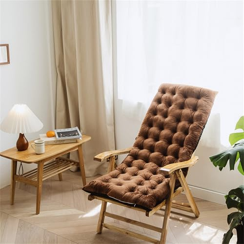 AQCQDQ Auflagen Hochlehner, Deckchair Auflagen Für Gartenliegen, Baumwolle Feldbett Auflage, Sitzauflagen Gartenmöbel Hochlehner, Rechteckig Sonnenliege Kissen Für Rattanmöbel (Kaffee,125x50x10 cm)