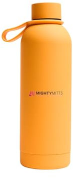MightyMitts Stainless Steel Water Bottle (500ml) with Carry Handle, Leak-Proof Insulated Water Bottle, Keeps Drinks Hot or Cold for Hours, Durable for Travel, Gym & Everyday (Orange)