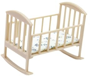 Oshhni 1:12 Miniatur Krippe Mini Bett mit Matratze Puppe Wiege Pretend Spielzeug, Holz